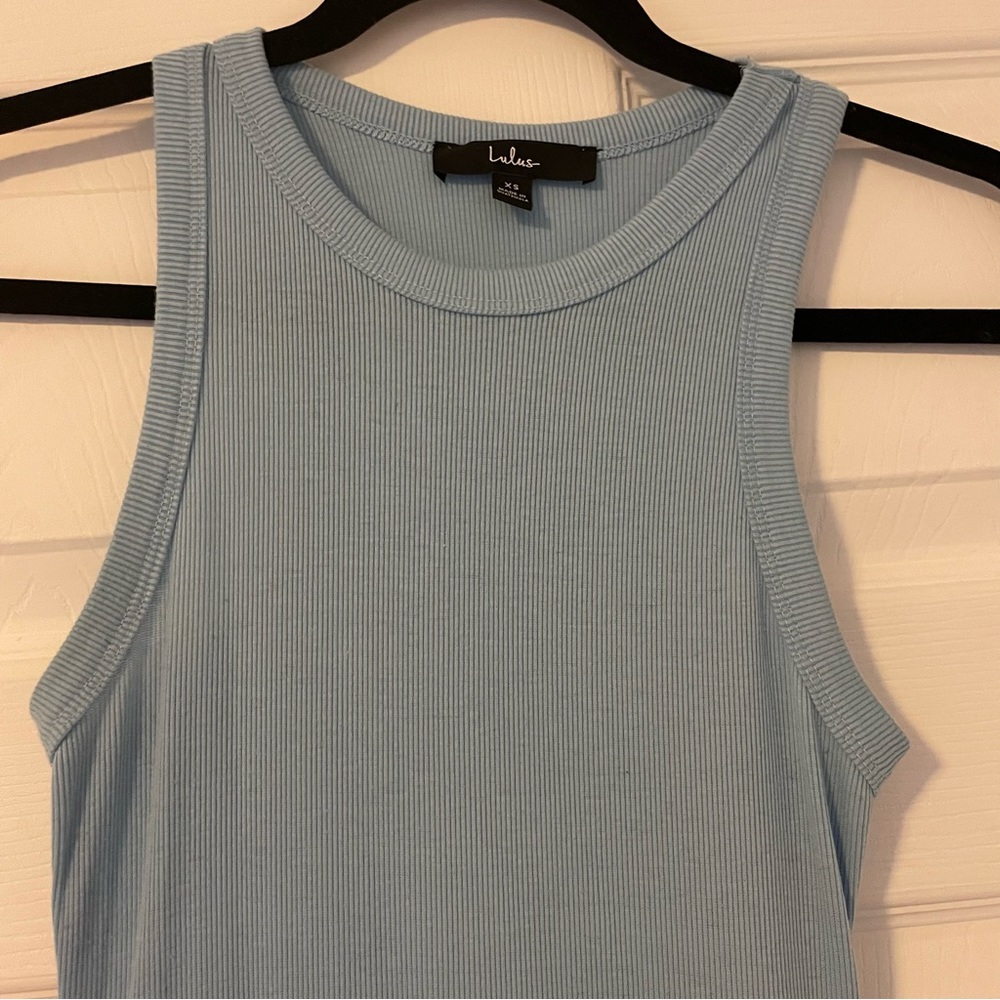 Lulus Light Blue Ribbed Maxi Dress – XS - Picture 7 of 7
